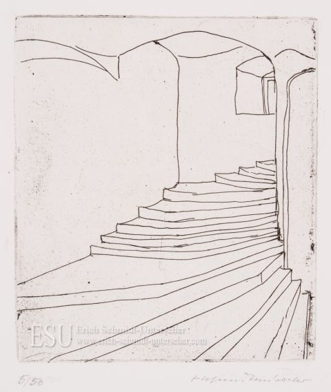 Stairway in Castle by Erich Schmidt-Unterseher